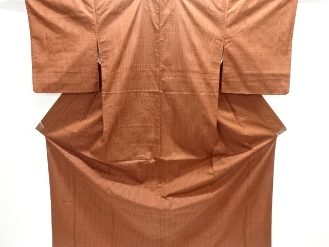 格子織り出し米沢紬着物